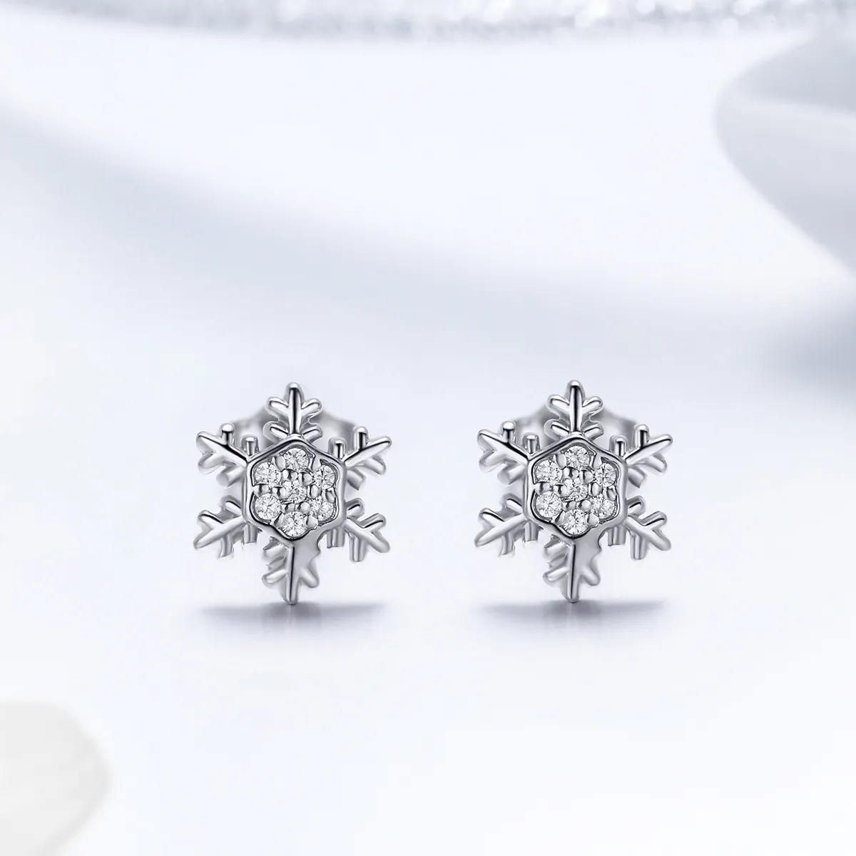 Pandora Style Sølv Elegant Snowflakes Stud øredobber - BSE009