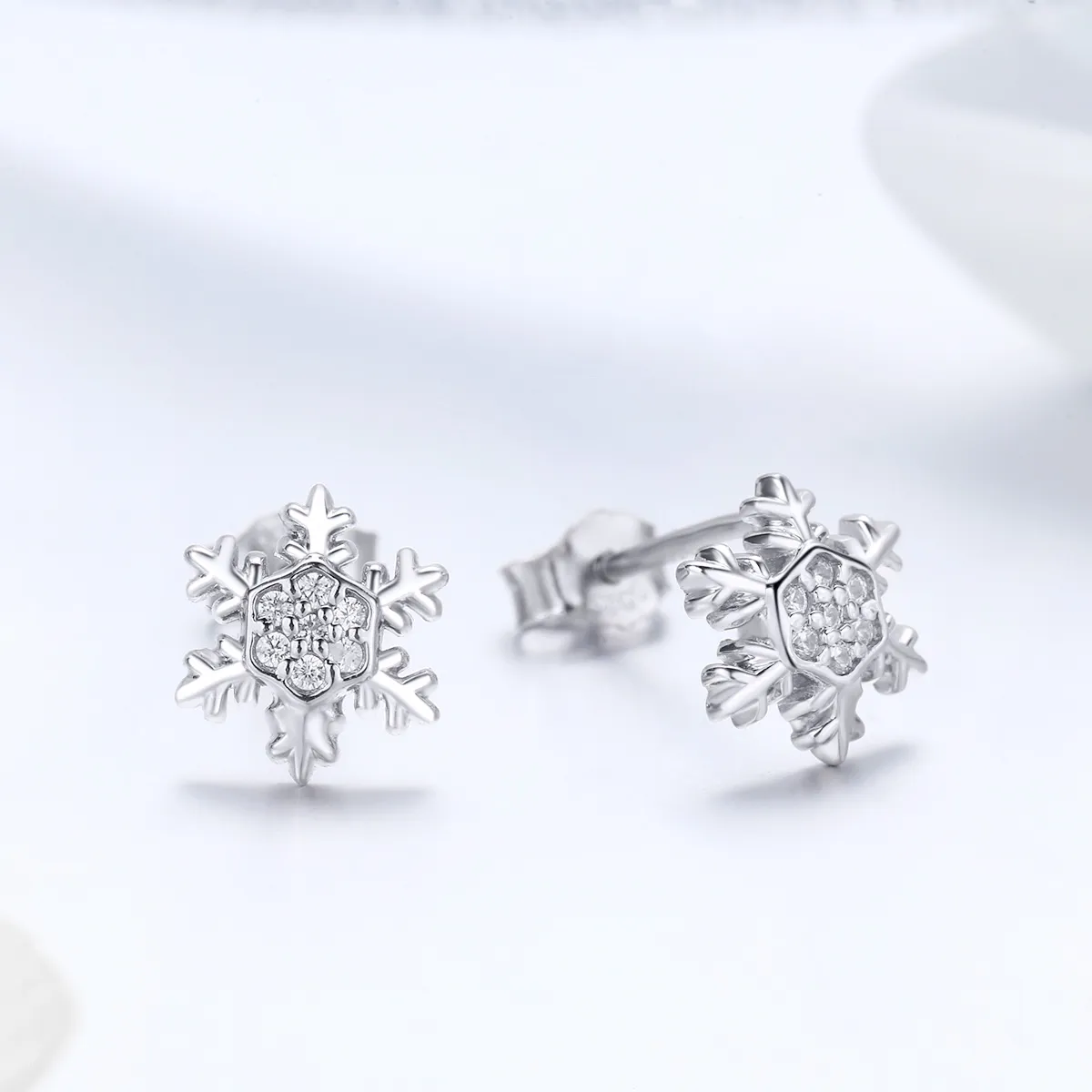 Pandora Style Sølv Elegant Snowflakes Stud øredobber - BSE009