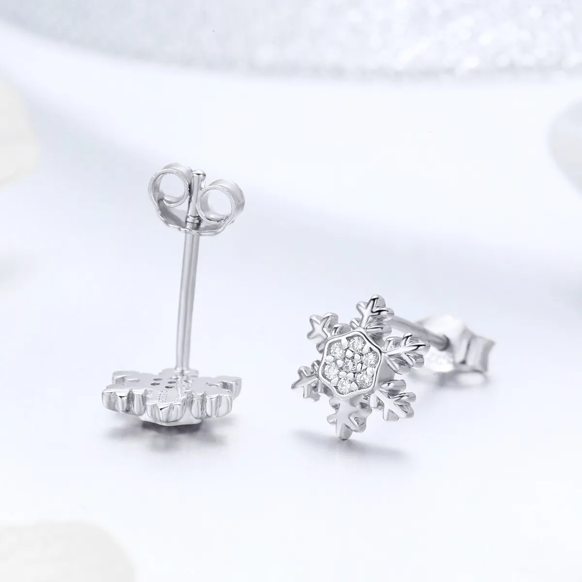 Pandora Style Sølv Elegant Snowflakes Stud øredobber - BSE009