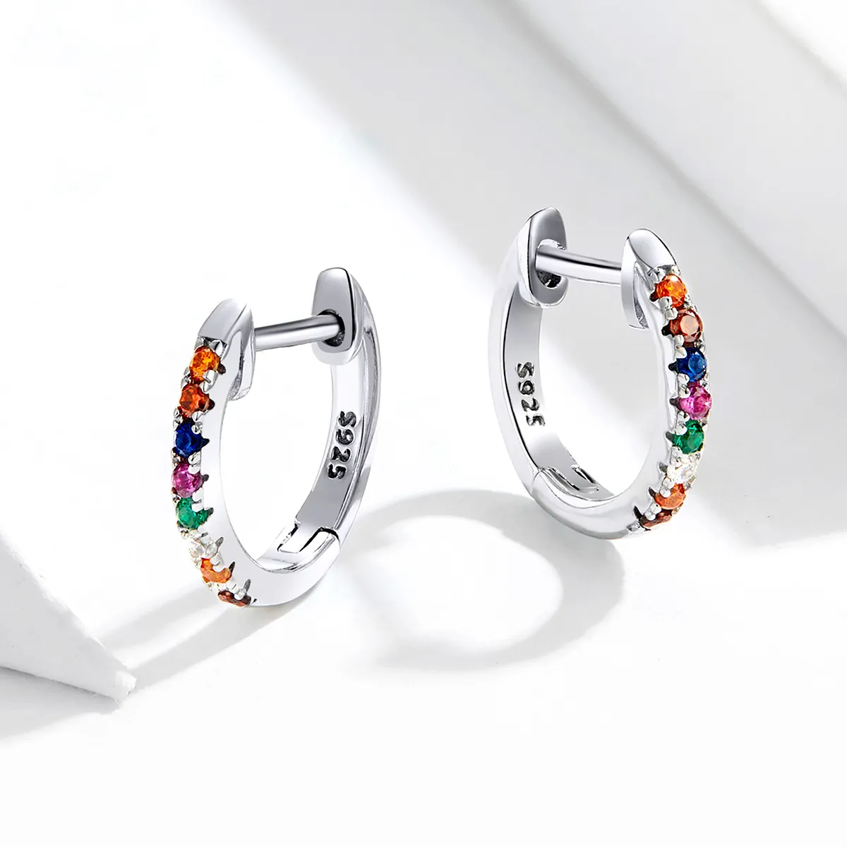 Pandora Style Sølv Fargerike Zircon Hoop øredobber - SCE721