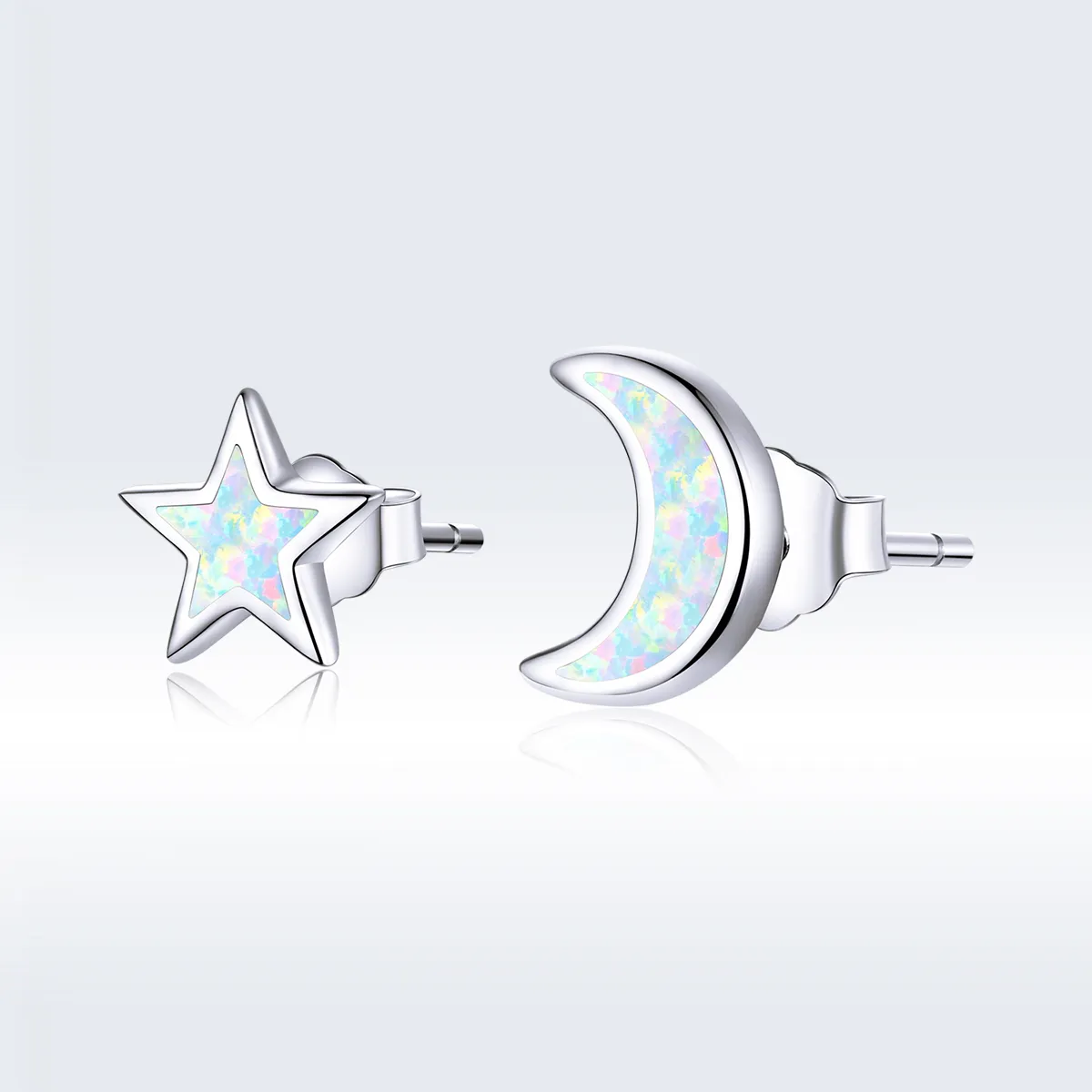 Pandora Style Sølv Moon And Star Stud øredobber - SCE875