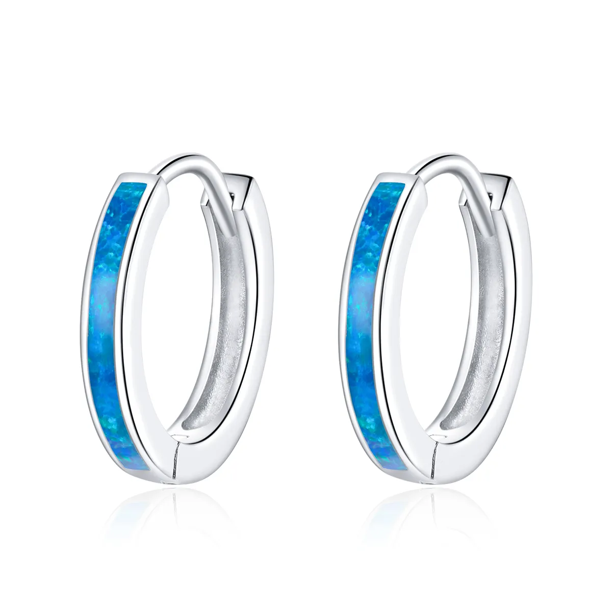 Pandora Style Sølv Opal Hoop Øredobber - SCE992