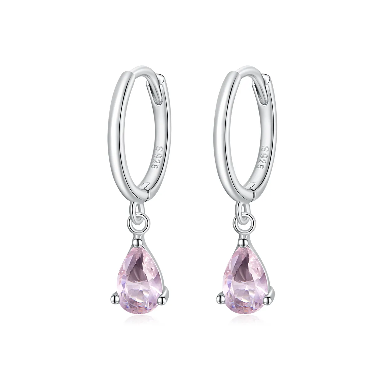 Pandora Style Sølv Rosa Drop Dangle øredobber - SCE1018-PK