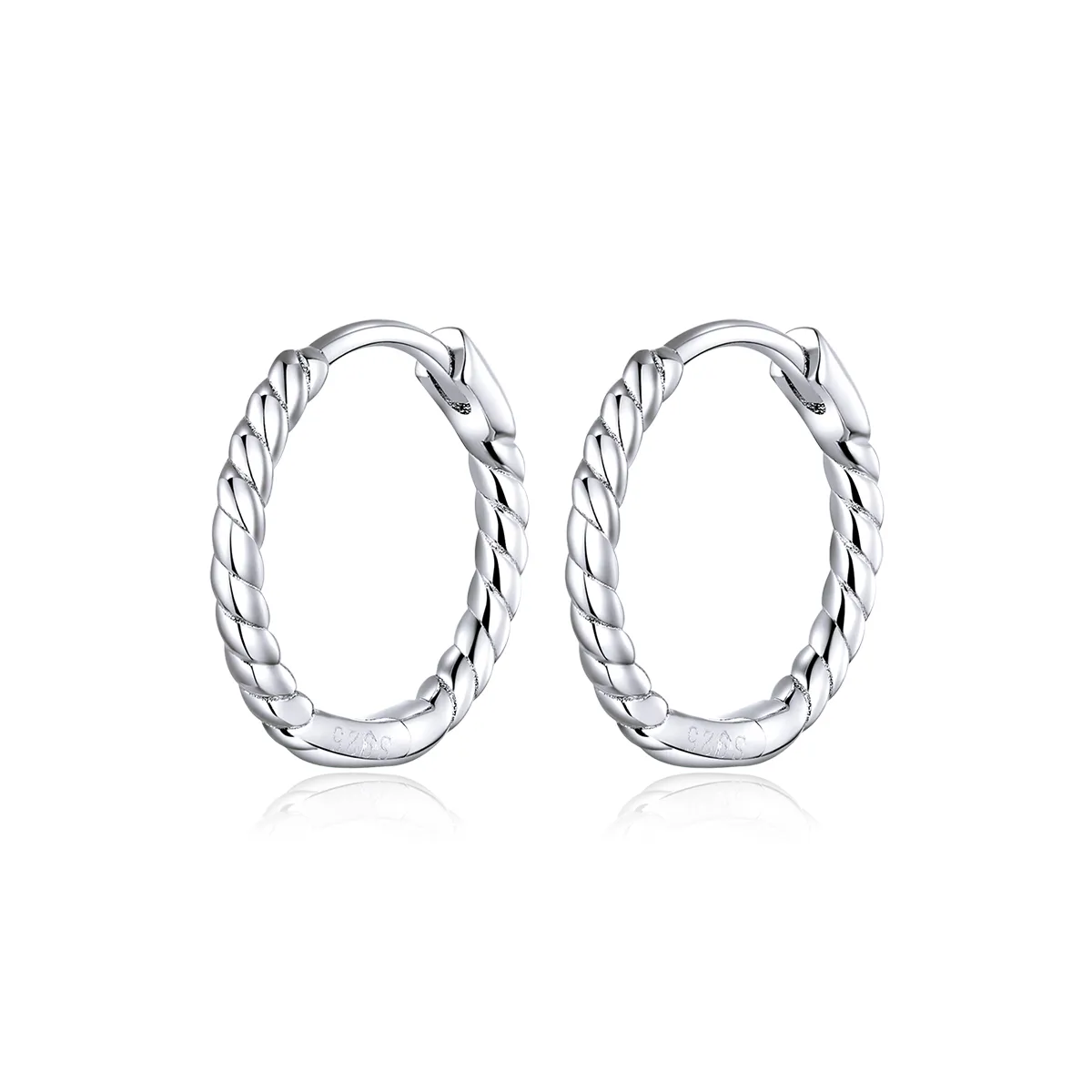 Pandora Style Sølvveving geometri Hoop øredobber - SCE841