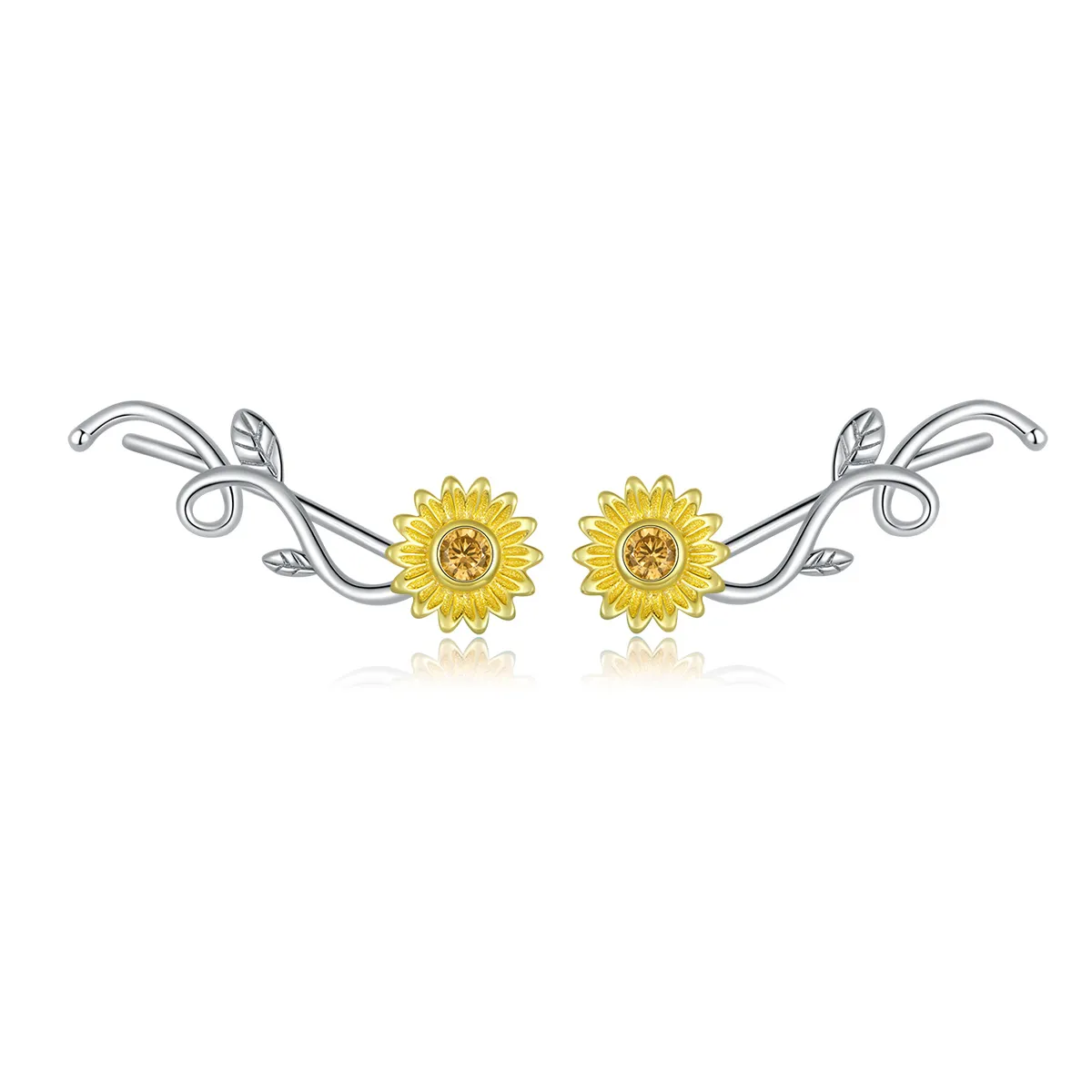 pandora style two tone bicolor fresh daisy stud øredobber bse394