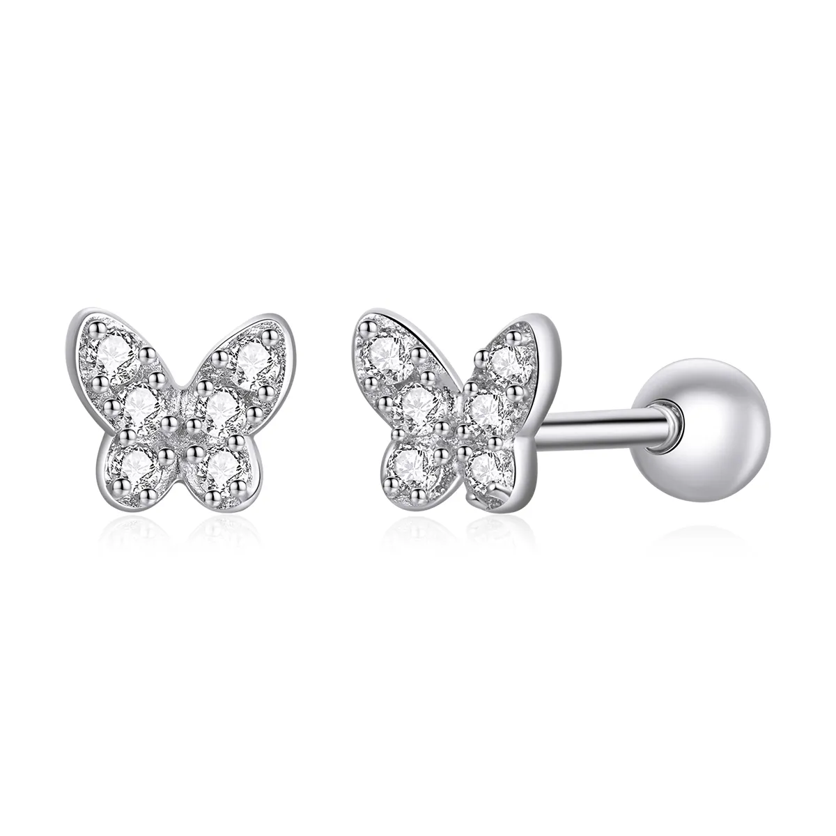 Pandora Style Silver Butterfly Stud Earrings - SCE1116