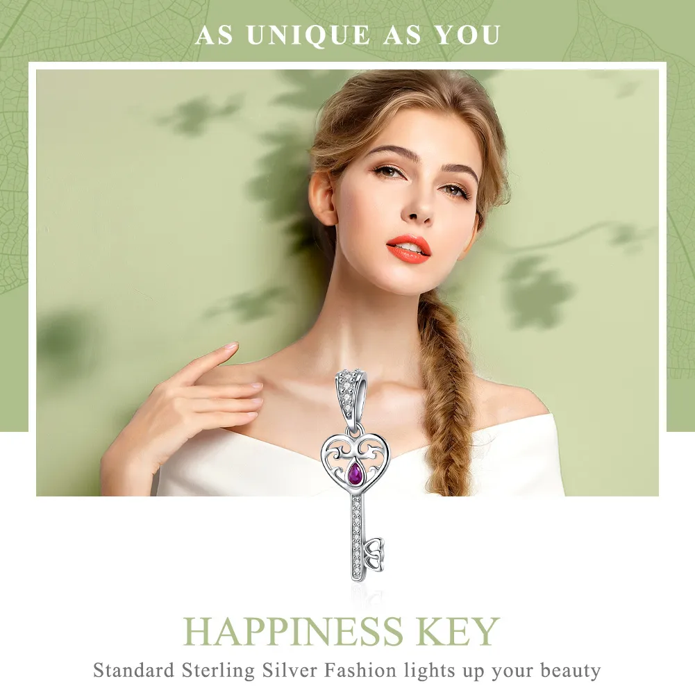 Pandora Style Silver The Key to Happiness Pendant - SCC791