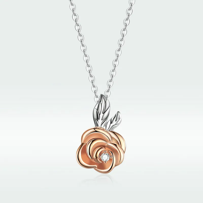 pandora style two tone bicolor rose anheng halskjede bsn155