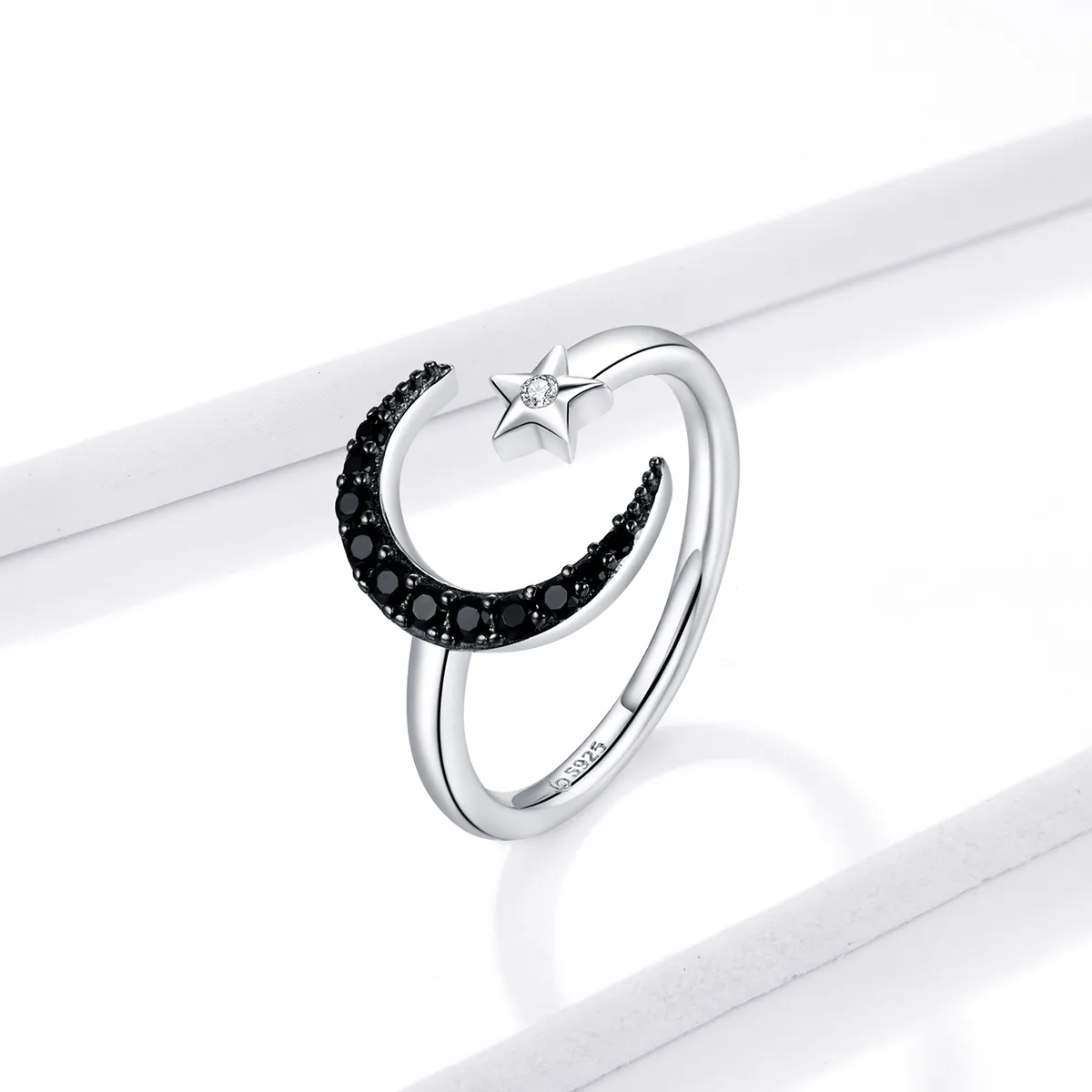 Pandora Style Silver Best Friend Moon And Star Open Ring - BSR137