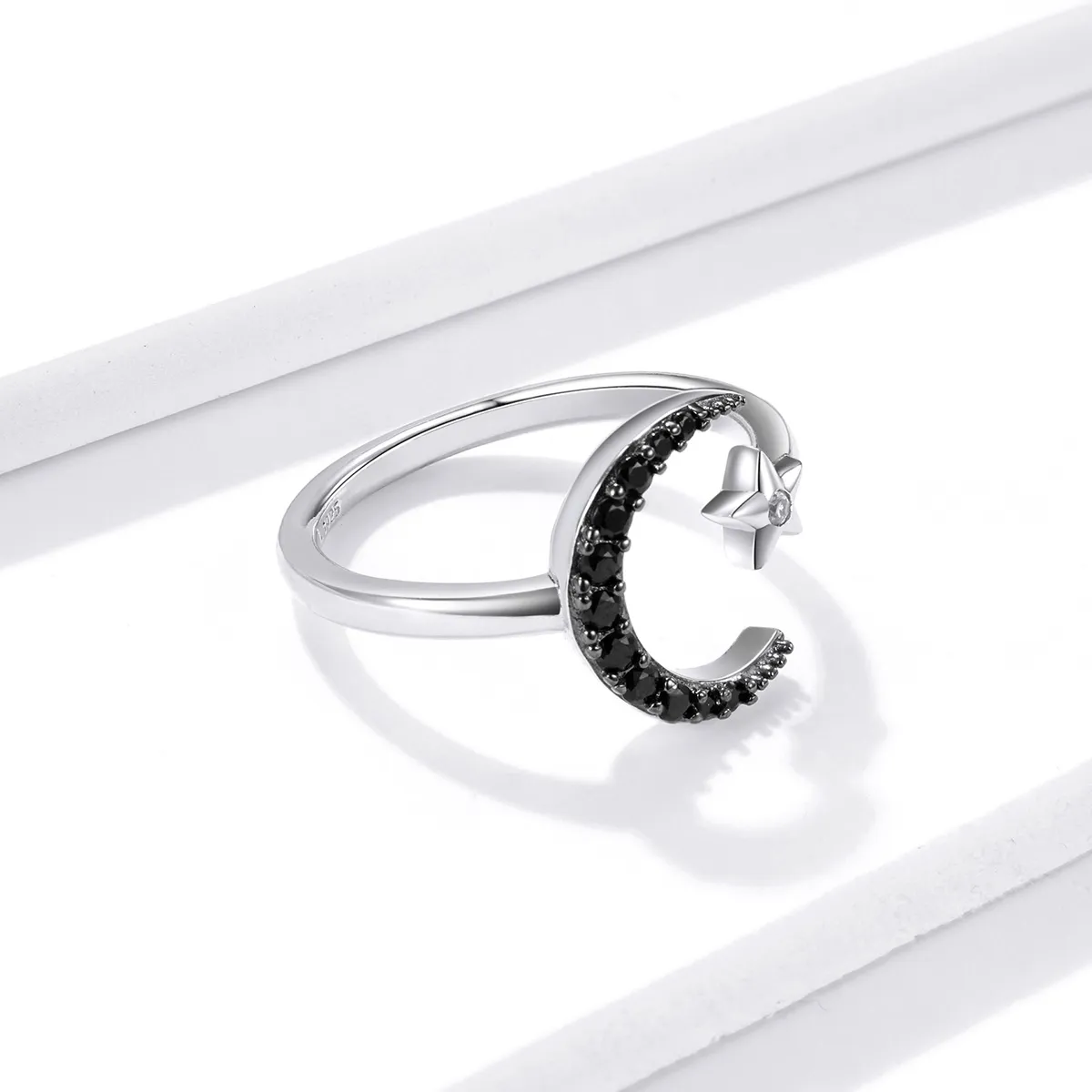 Pandora Style Silver Best Friend Moon And Star Open Ring - BSR137