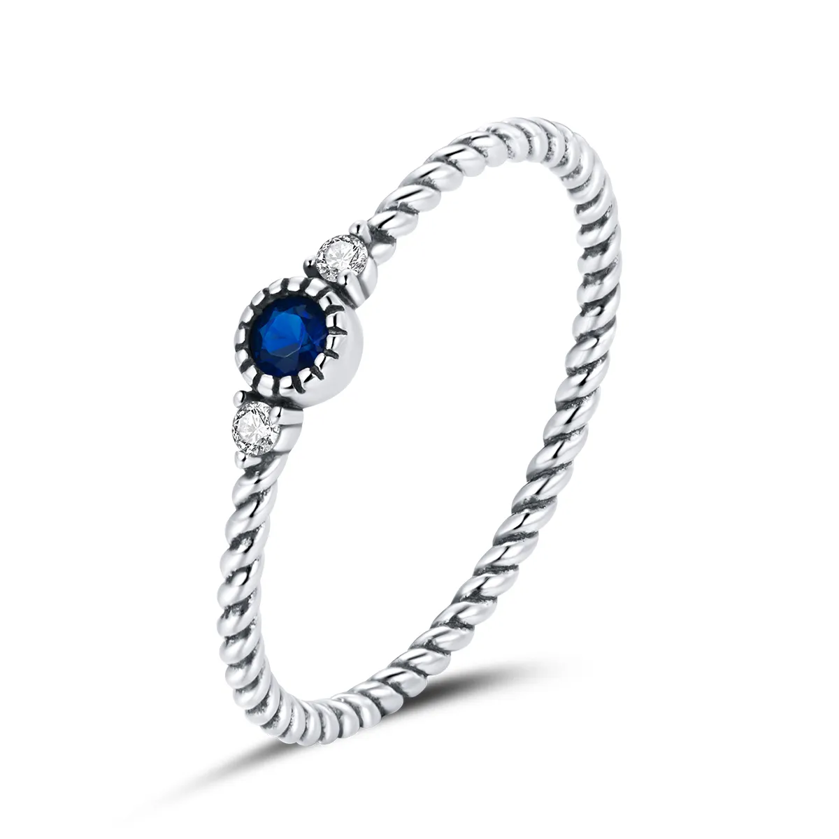 pandora style silver blue stone ring scr693