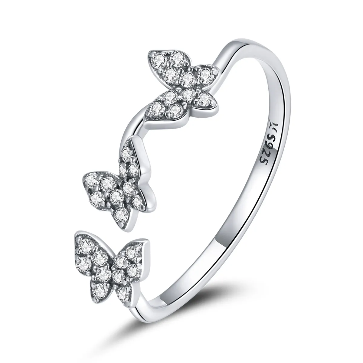 pandora style silver butterfly open ring scr704