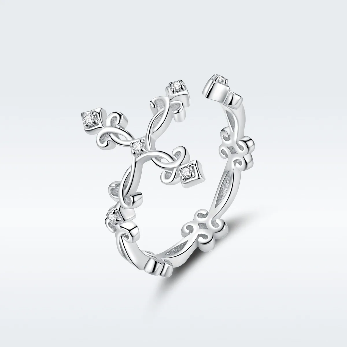 pandora style silver cross open ring bsr041