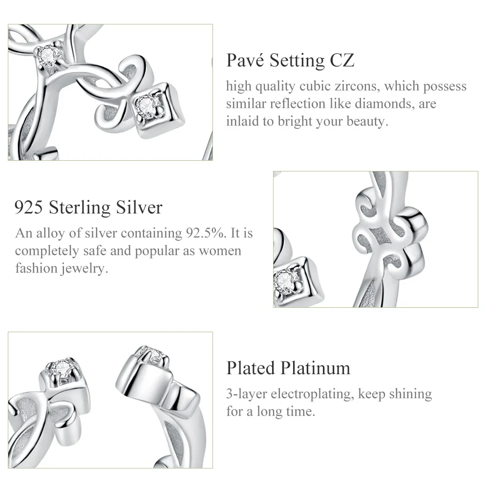 Pandora Style Silver Cross Open Ring - BSR041