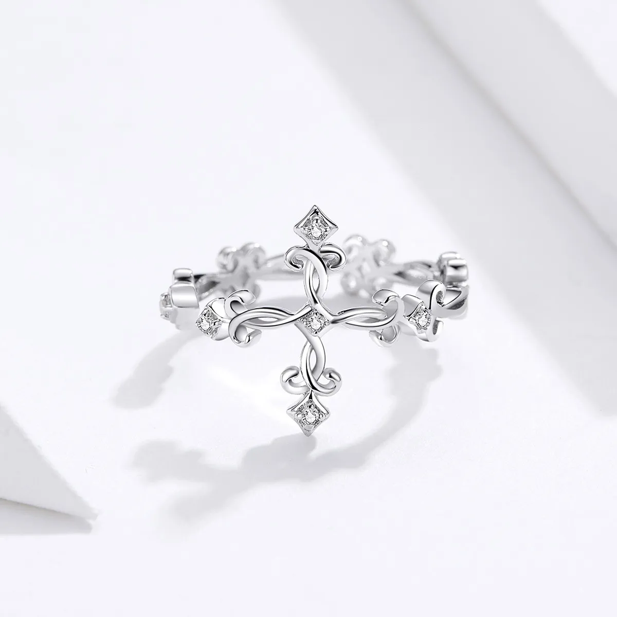 Pandora Style Silver Cross Open Ring - BSR041