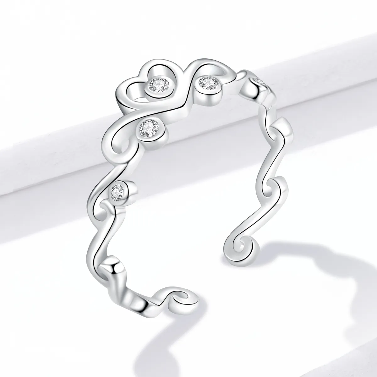 Pandora Style Silver Crown Open Ring - BSR105