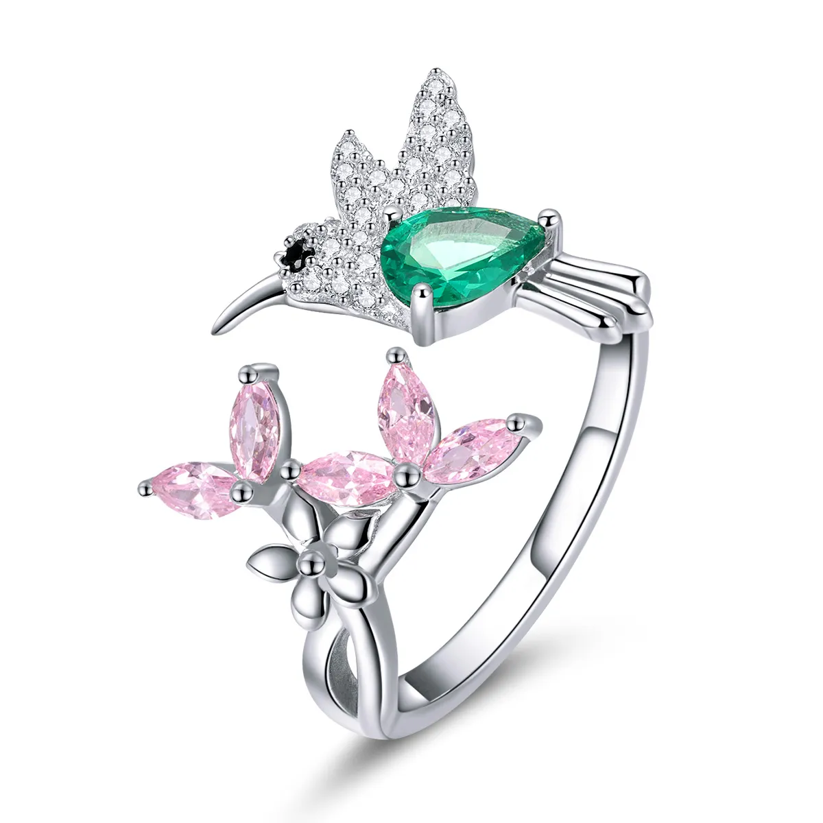 Pandora Style Silver Gift of Hummingbird Open Ring - BSR016