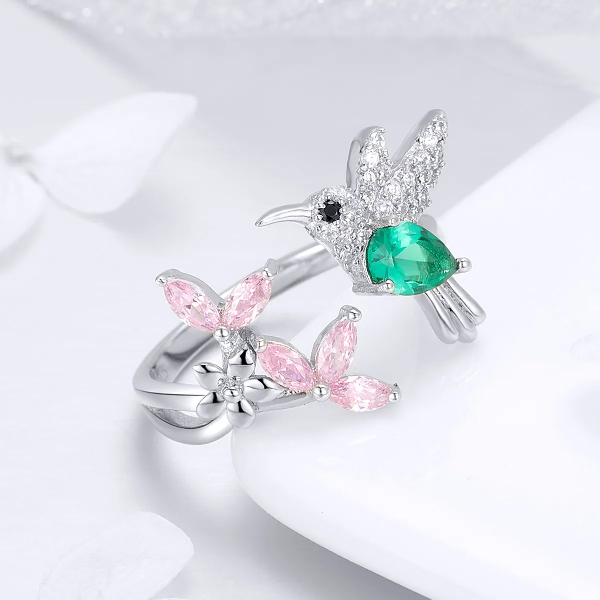 Pandora Style Silver Gift of Hummingbird Open Ring - BSR016