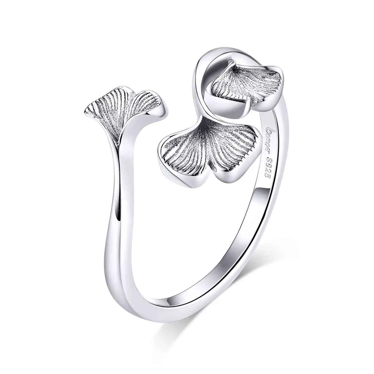 Pandora Style Silver Ginkgo Leaf Open Ring - BSR097