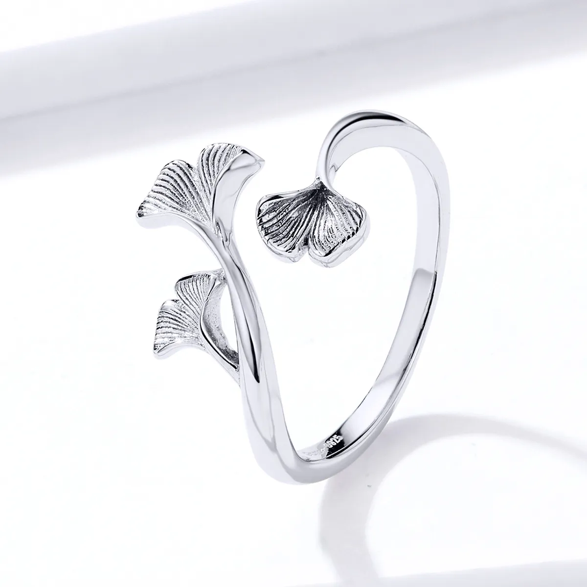 Pandora Style Silver Ginkgo Leaf Open Ring - BSR097