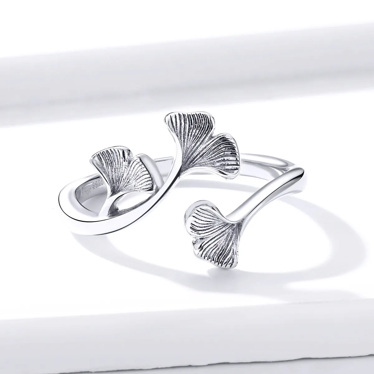 Pandora Style Silver Ginkgo Leaf Open Ring - BSR097