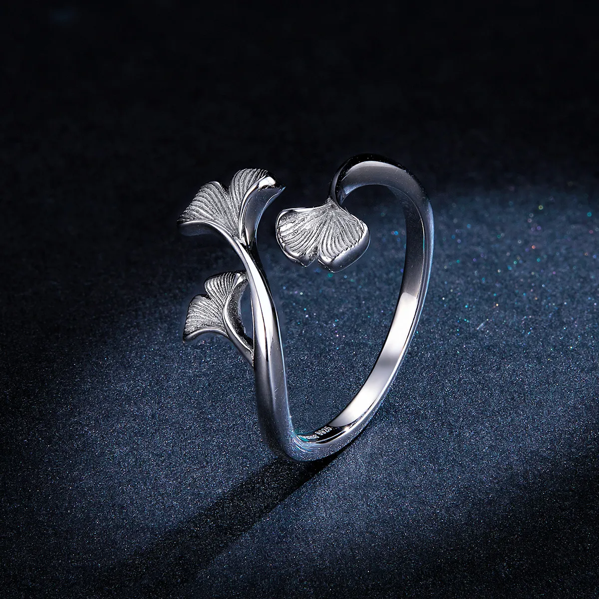 Pandora Style Silver Ginkgo Leaf Open Ring - BSR097