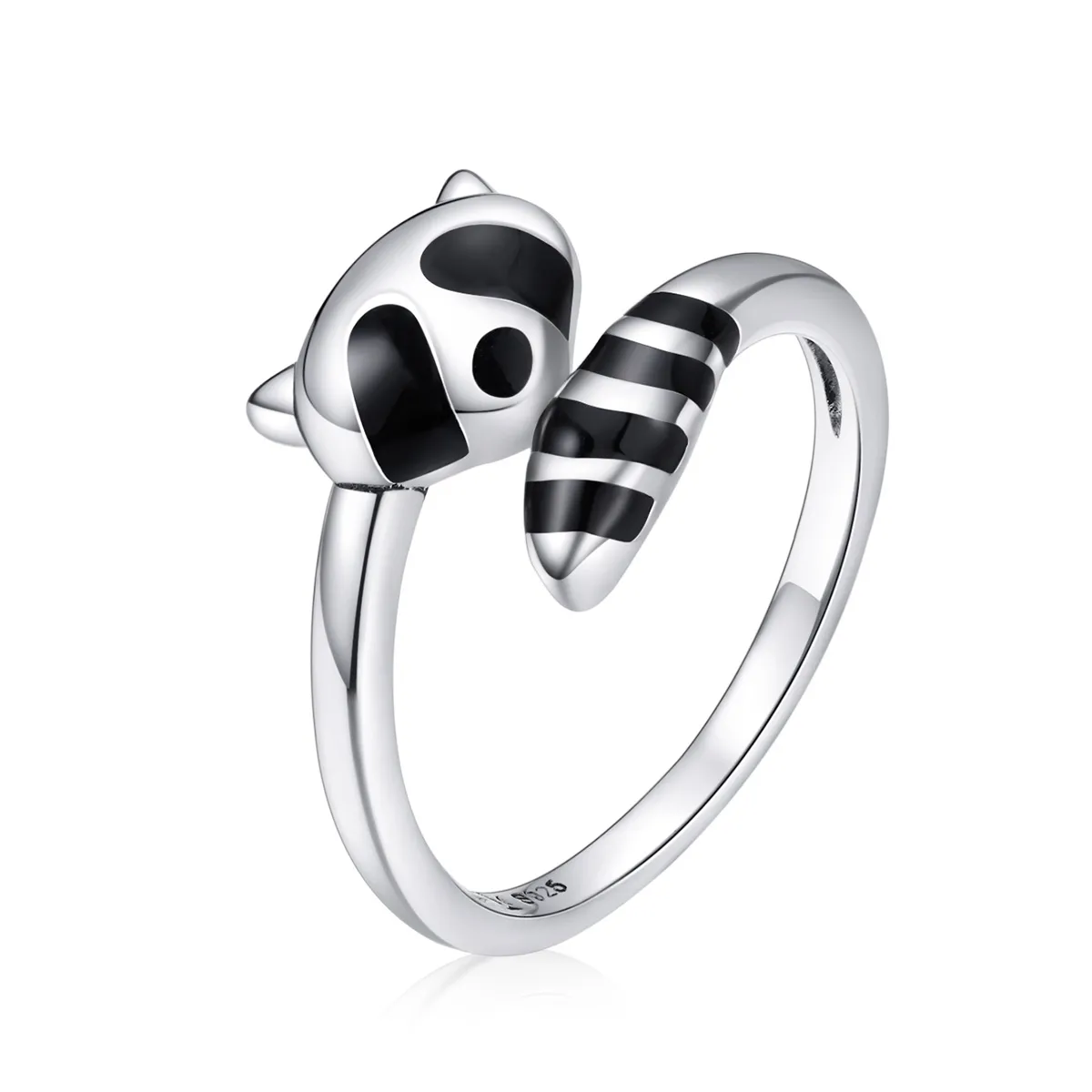 pandora style silver little raccoon open ring scr652