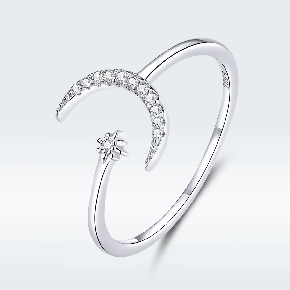 pandora style silver moon and star open ring scr569