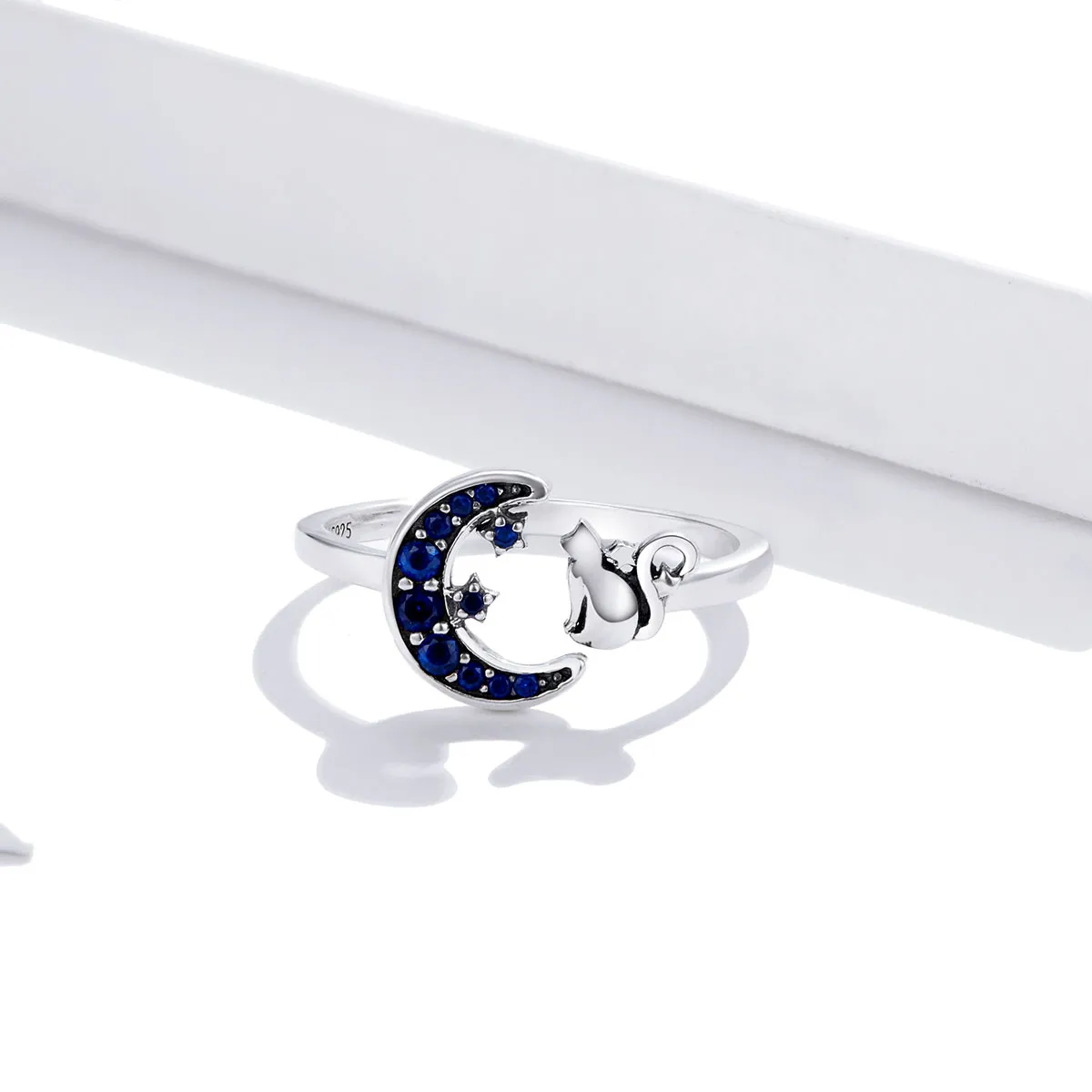 Pandora Style Silver Moon & Cat Open Ring - SCR677