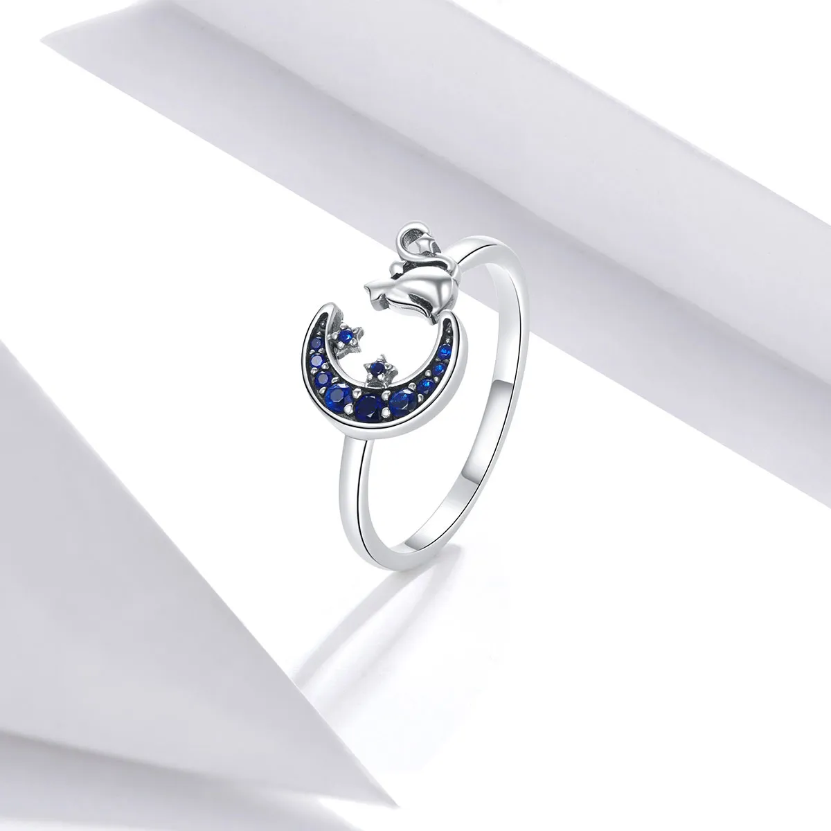 Pandora Style Silver Moon & Cat Open Ring - SCR677