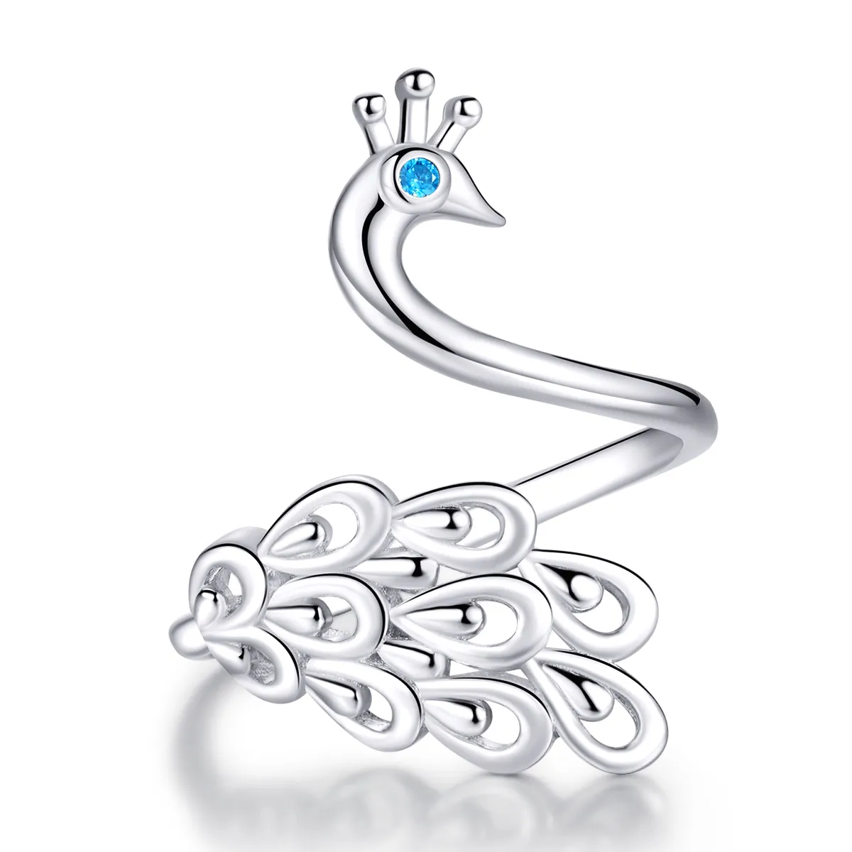 pandora style silver peacock open ring scr592