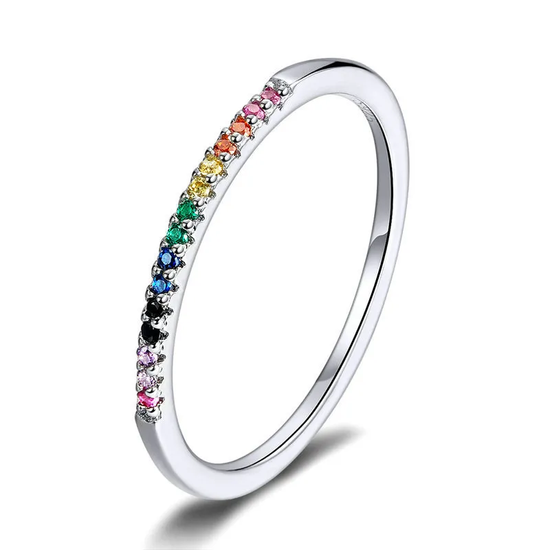 pandora style silver rainbow ring scr583