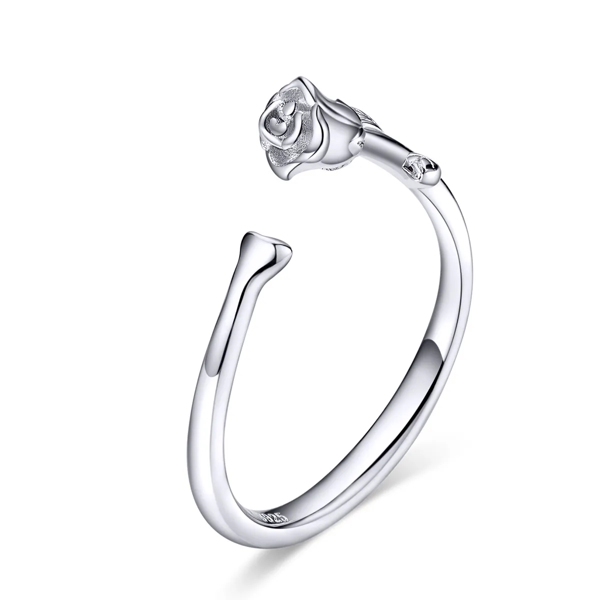 Pandora Style Silver Rose Flower Open Ring - BSR065