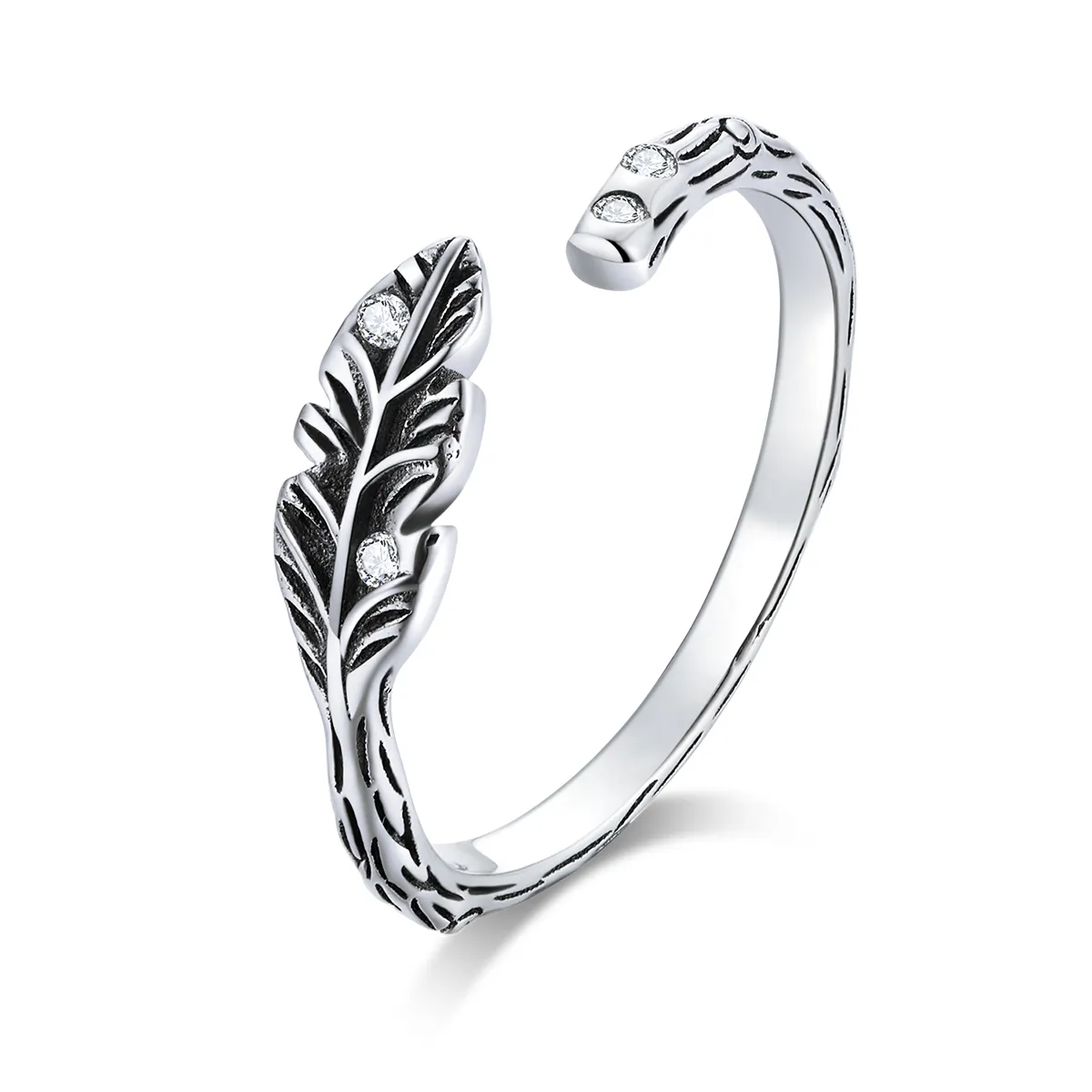 pandora style silver vintage leaves open ring scr639