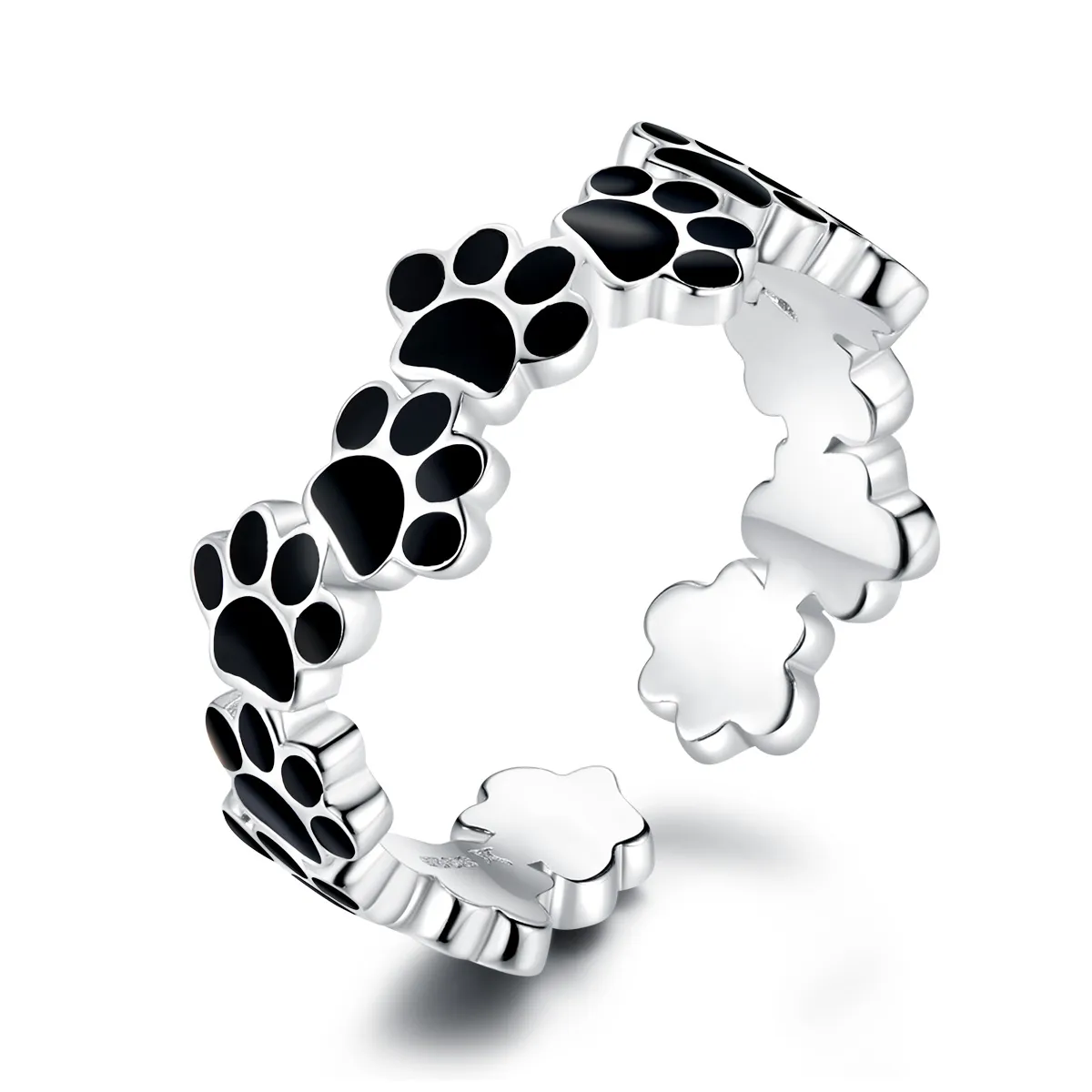 pandora style sølv lovely paw print åpen ring scr603