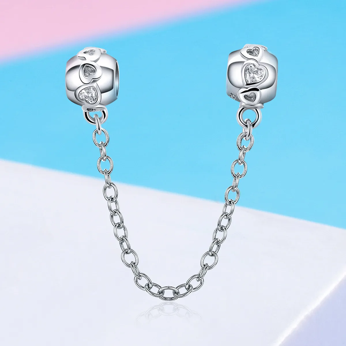 Pandora Style Silver Cute Hearts sikkerhetskjede - SCC736