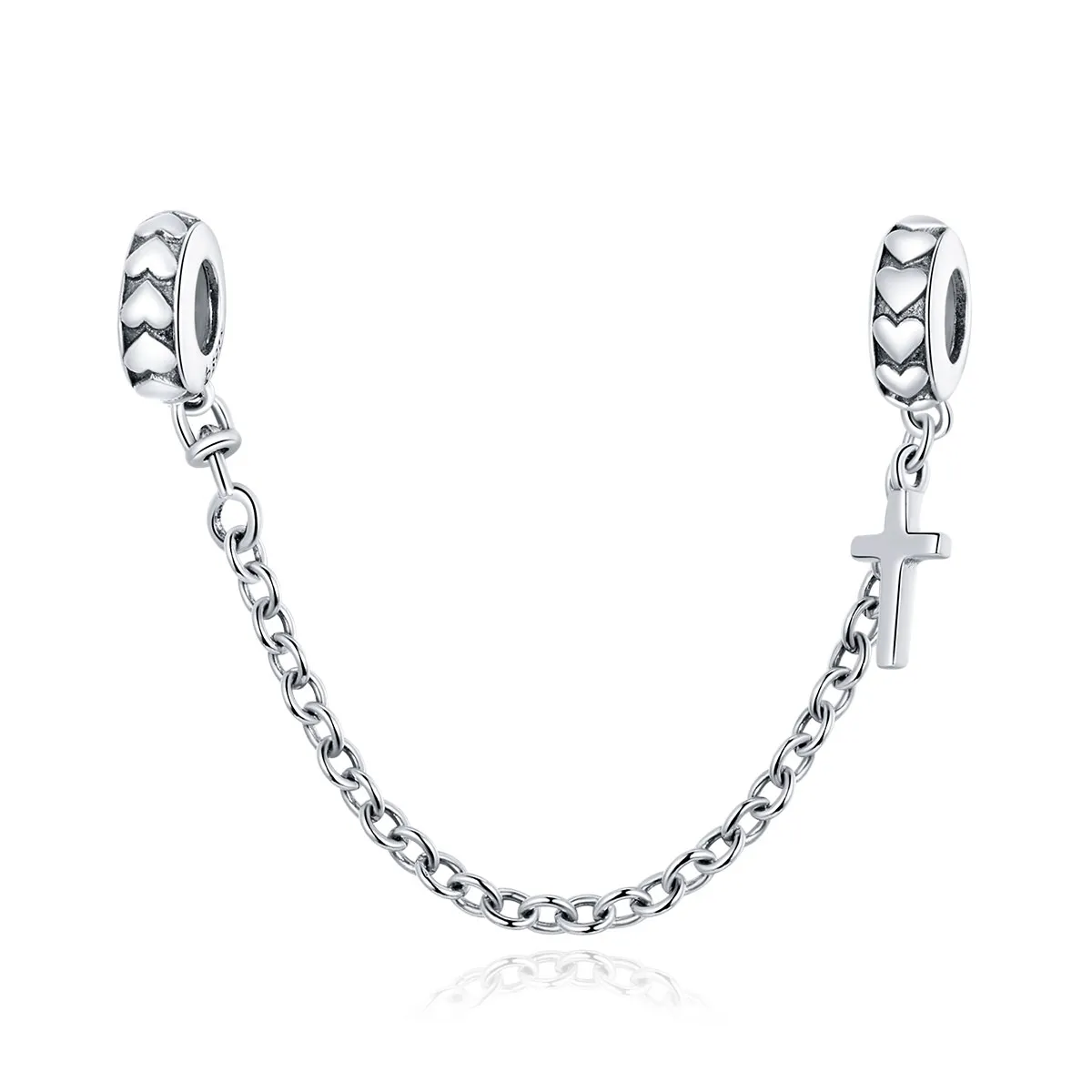 pandora style silver simple cross safety chain bsc362