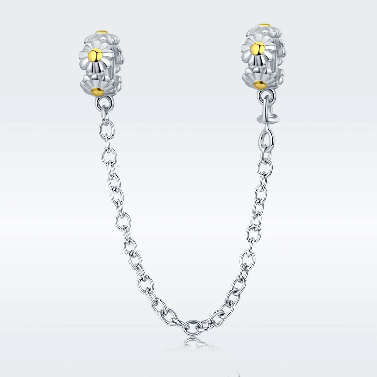 Pandora Style Two Tone Daisy Safety Chain - SCC618