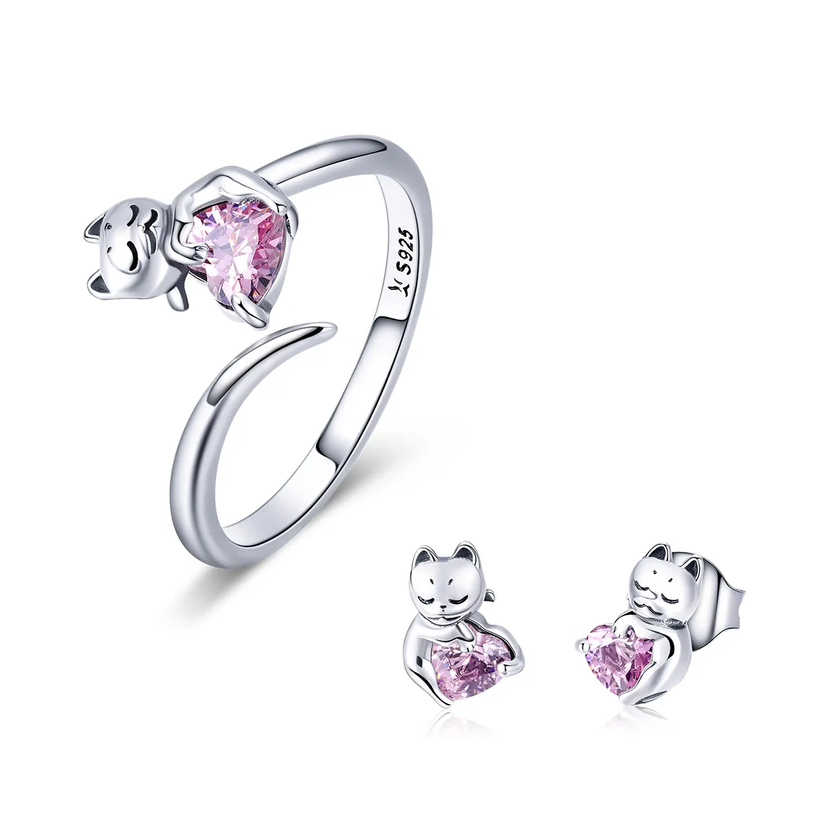 pandora style adorable cat smykkesett set002