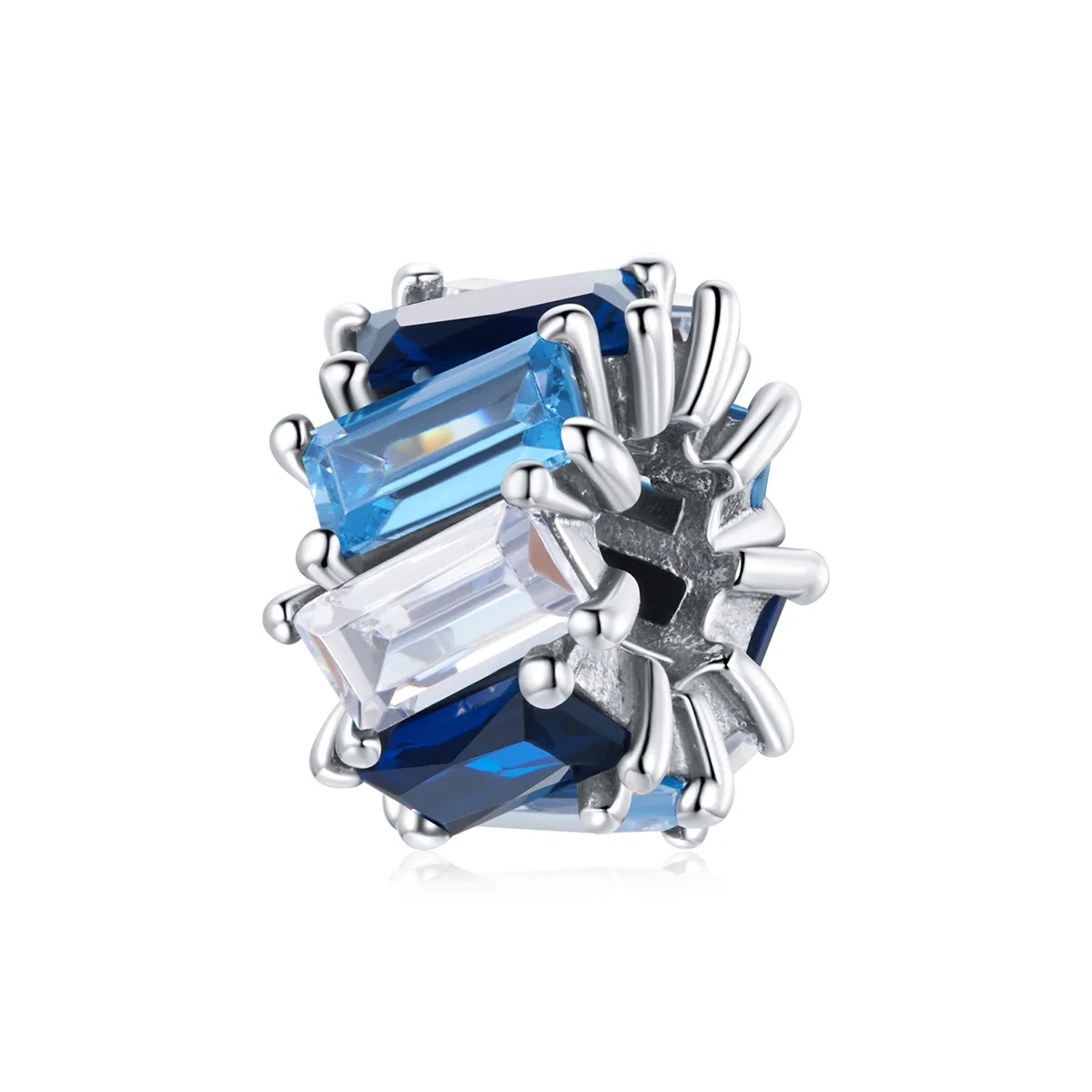 Pandora Style Silver Blue Square Spacer Charm - SCC1806