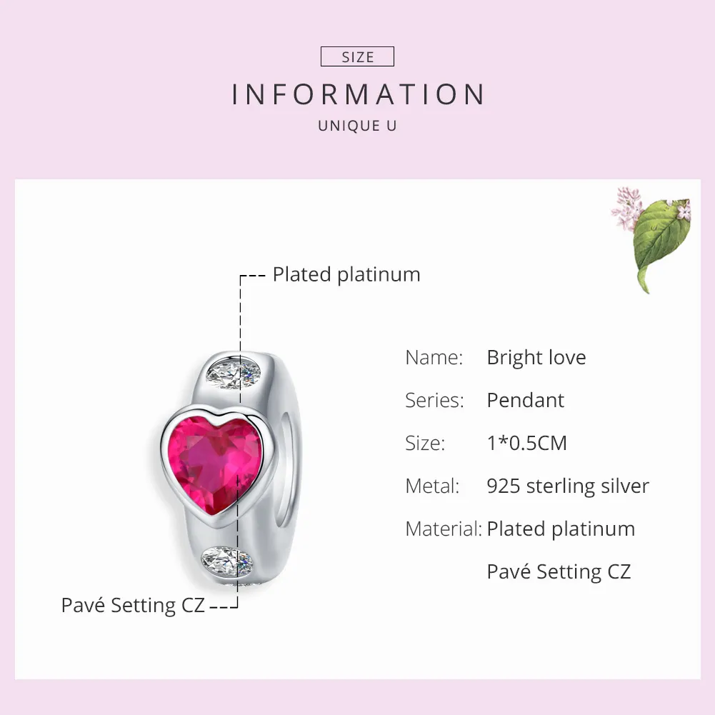 Pandora Style Silver Bright Love Spacer Charm - BSC123