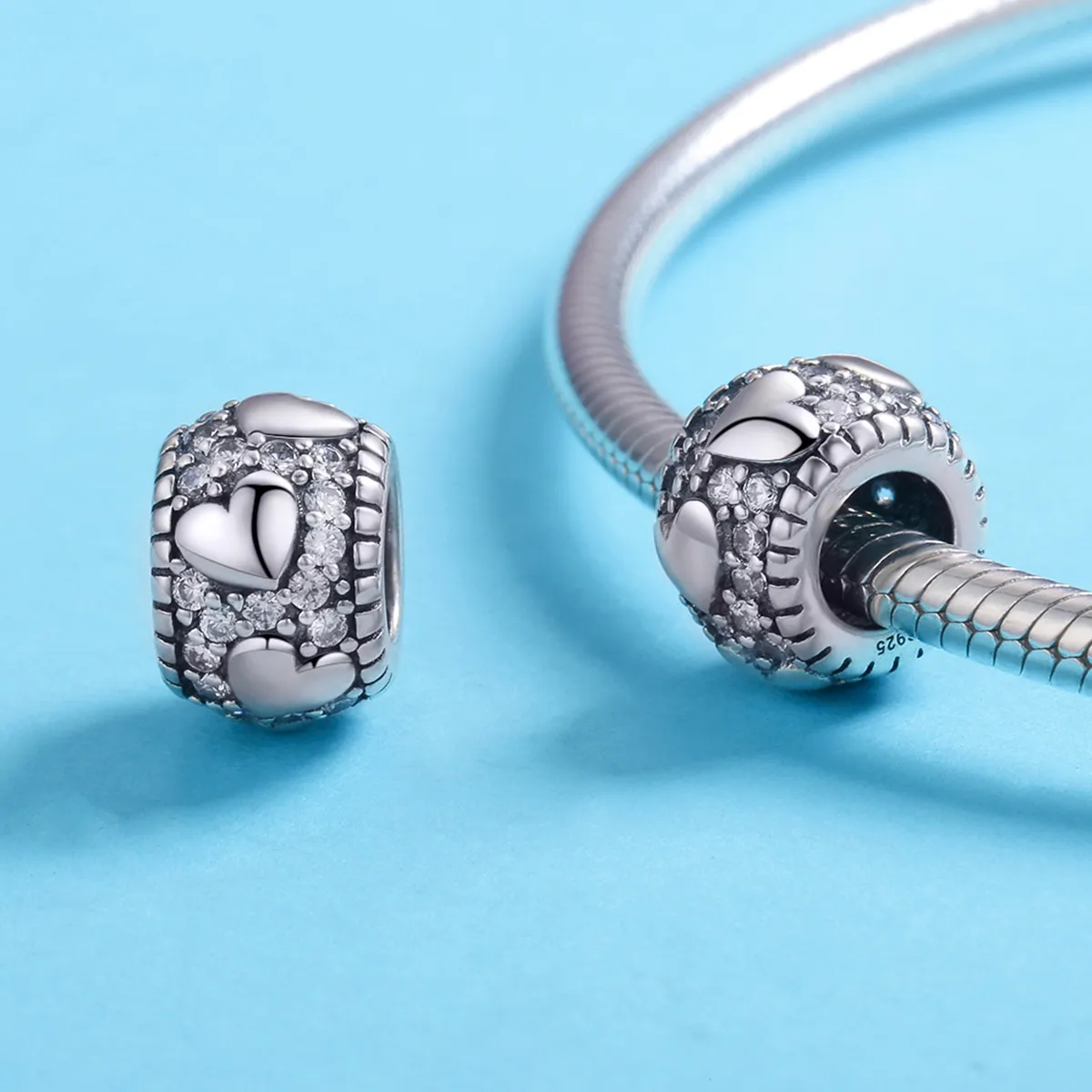 Pandora Style Silver Shine In My Heart Spacer Charm - SCC798