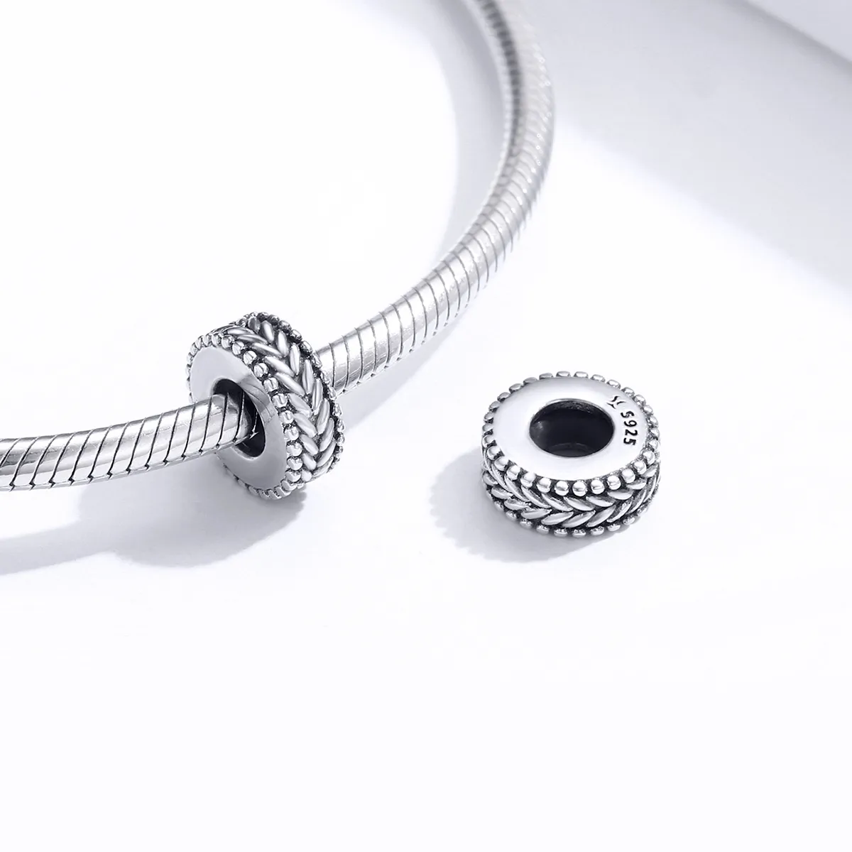 Pandora Style Silver Wheet Spacer Charm - SCC1452