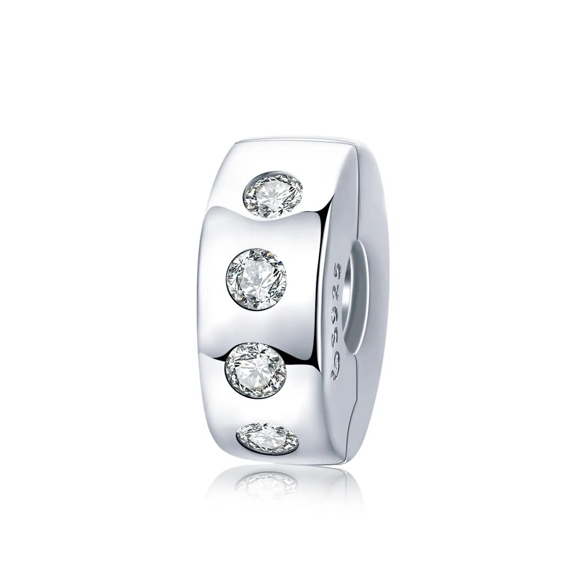 pandora style silver zirconia spacer charm bsc165