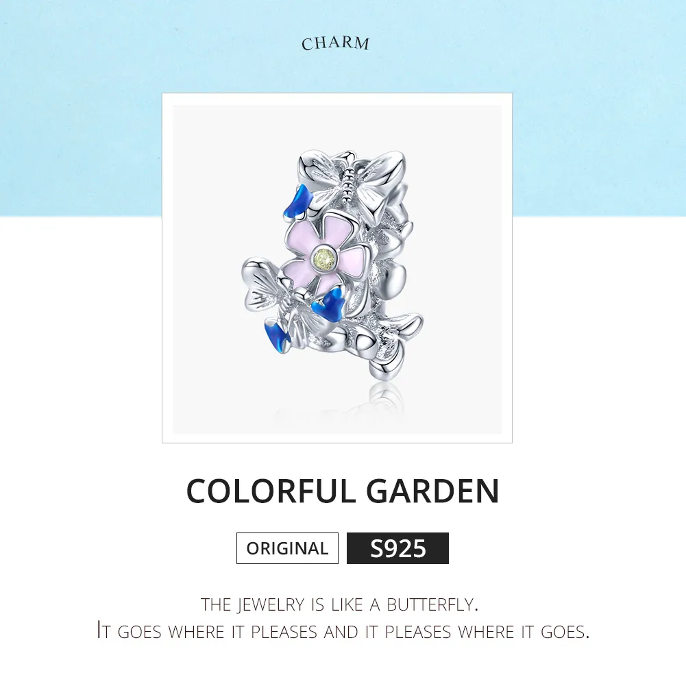 Pandora Style Silver Colorful Garden Spacer Charm - BSC288