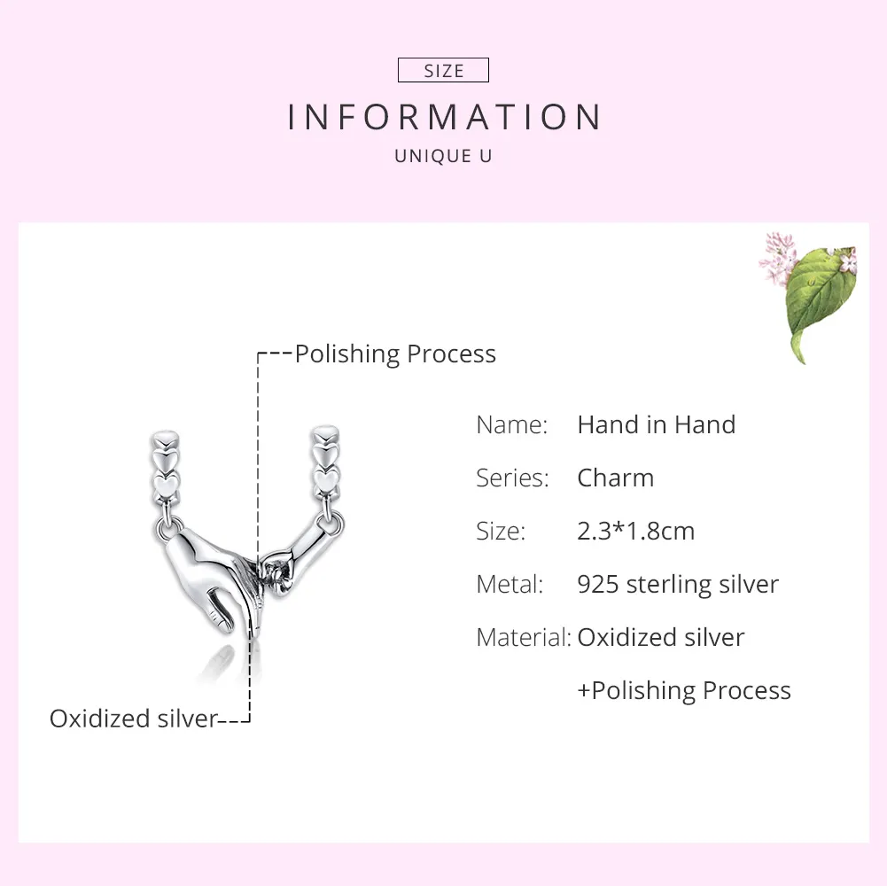 Pandora Style Sølv Hand In Hand Spacer Charm - SCC1700