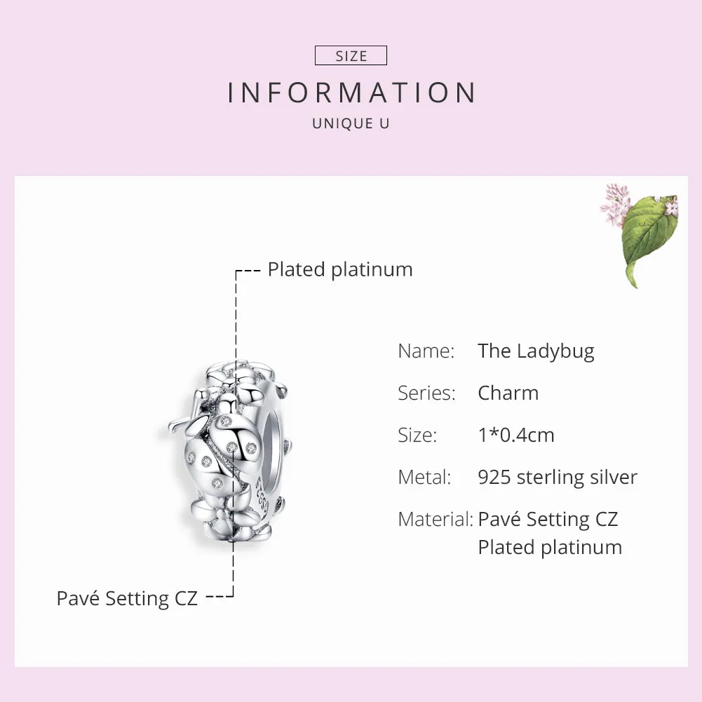 Pandora Style Sølv Ladybug Spacer Charm - BSC112