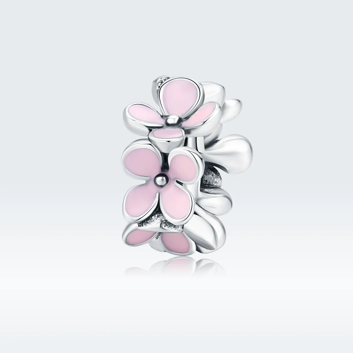 Pandora Style Sølv Rosa Flower Spacer Charm - SCC1484