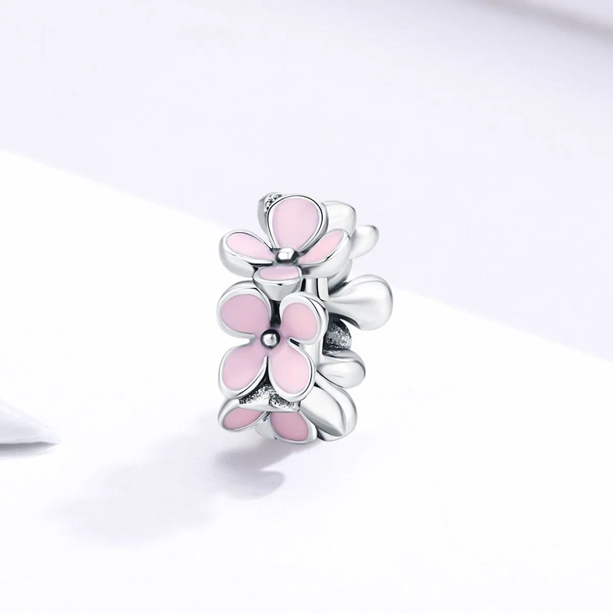 Pandora Style Sølv Rosa Flower Spacer Charm - SCC1484