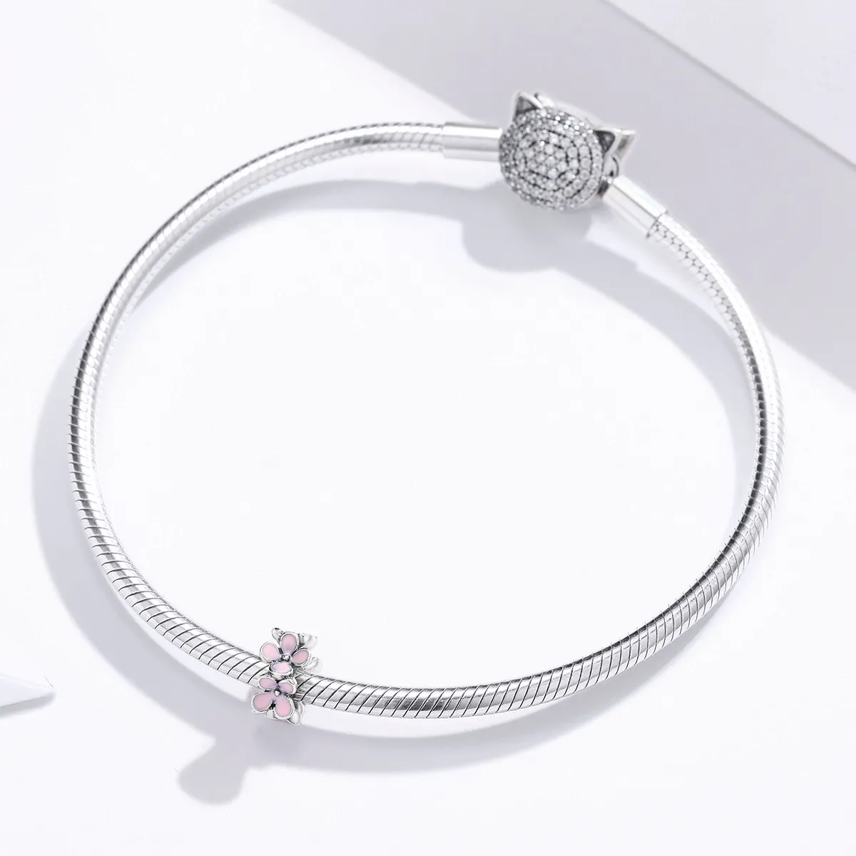 Pandora Style Sølv Rosa Flower Spacer Charm - SCC1484